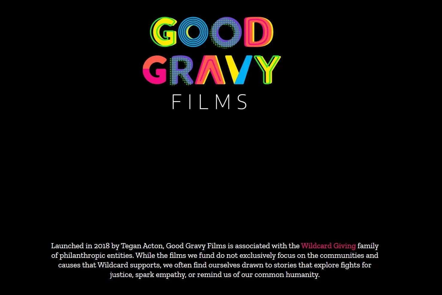 Current website view for Good Gravy Films